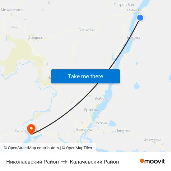 Николаевский Район to Калачёвский Район map