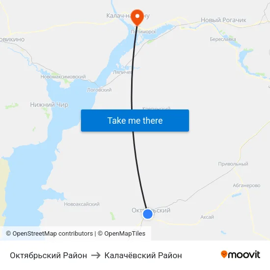 Октябрьский Район to Калачёвский Район map