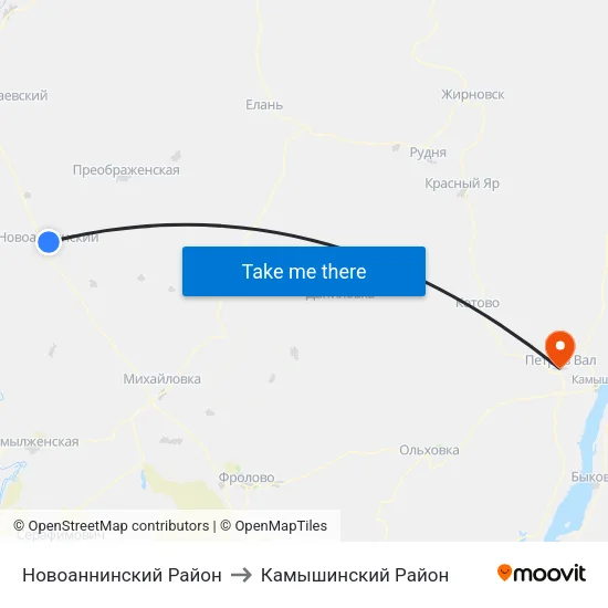 Новоаннинский Район to Камышинский Район map