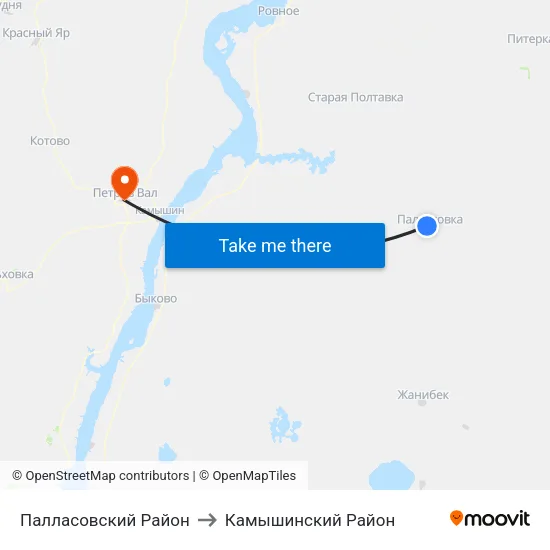 Палласовский Район to Камышинский Район map