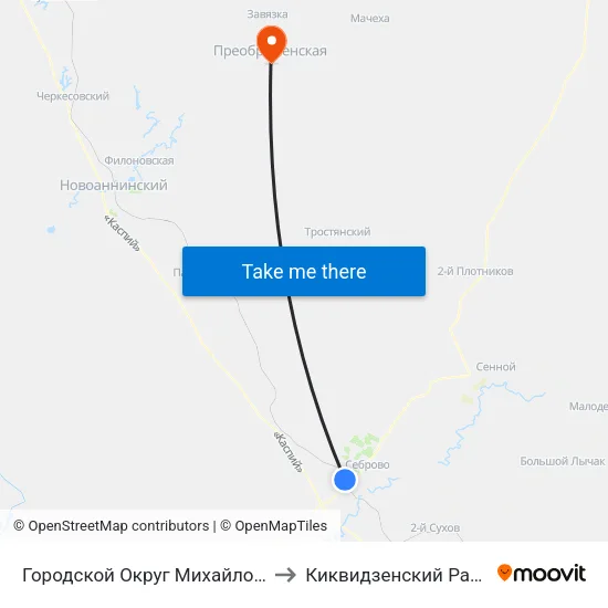 Городской Округ Михайловка to Киквидзенский Район map