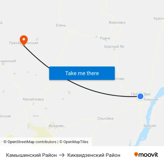 Камышинский Район to Киквидзенский Район map
