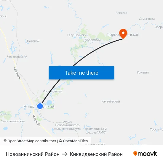 Новоаннинский Район to Киквидзенский Район map