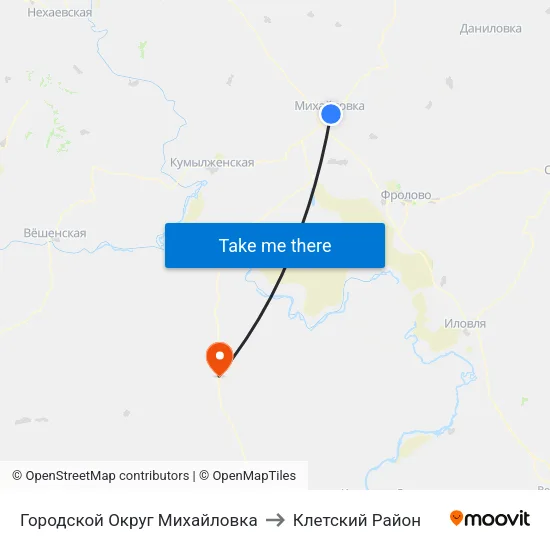 Городской Округ Михайловка to Клетский Район map