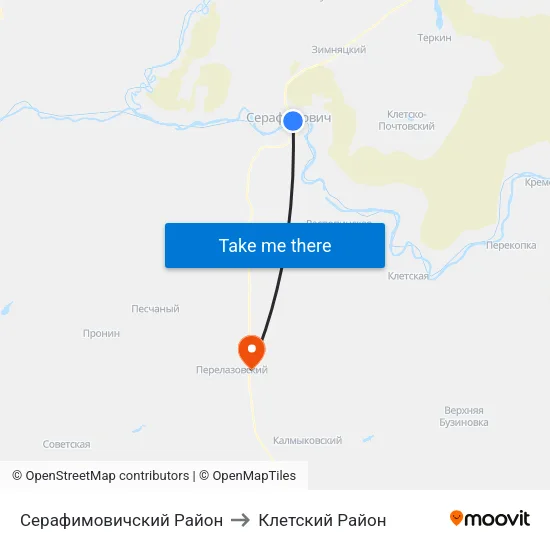 Серафимовичский Район to Клетский Район map