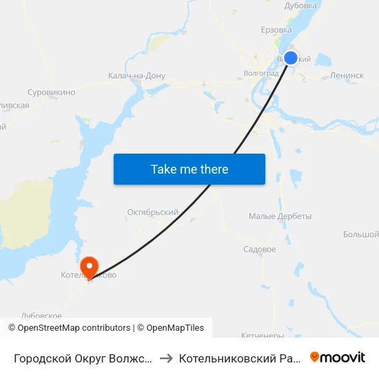Городской Округ Волжский to Котельниковский Район map