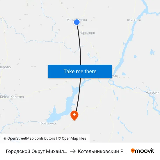 Городской Округ Михайловка to Котельниковский Район map