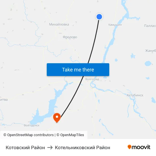 Котовский Район to Котельниковский Район map