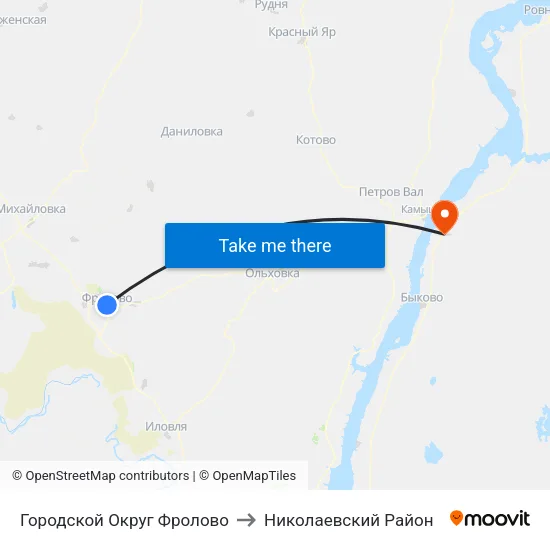 Городской Округ Фролово to Николаевский Район map
