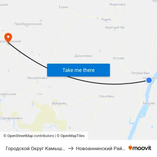 Городской Округ Камышин to Новоаннинский Район map