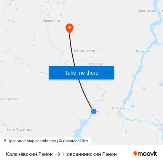 Калачёвский Район to Новоаннинский Район map