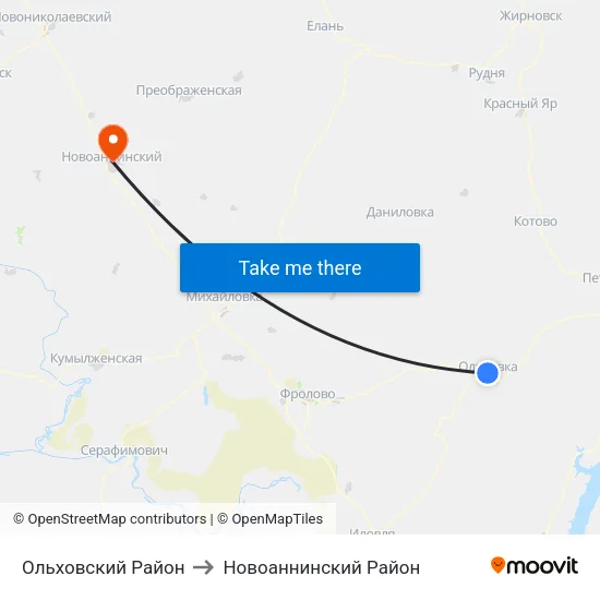 Ольховский Район to Новоаннинский Район map