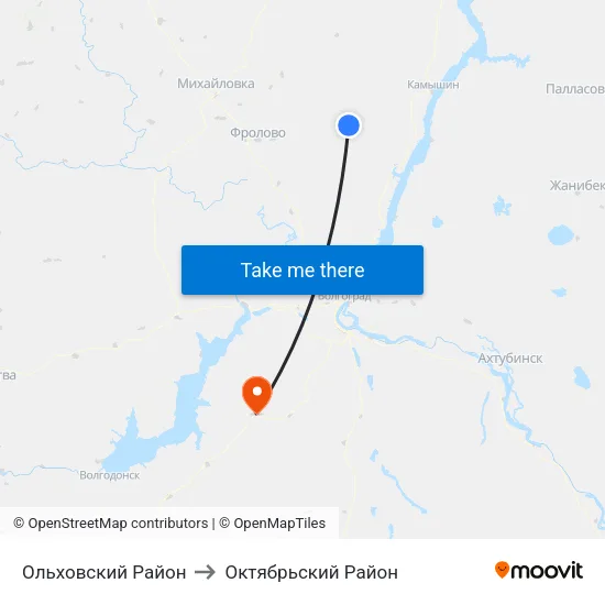 Ольховский Район to Октябрьский Район map