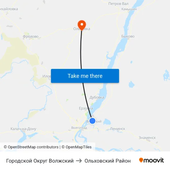 Городской Округ Волжский to Ольховский Район map