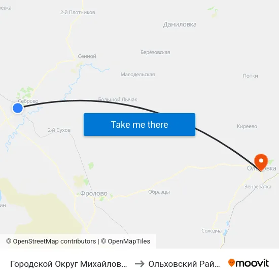 Городской Округ Михайловка to Ольховский Район map