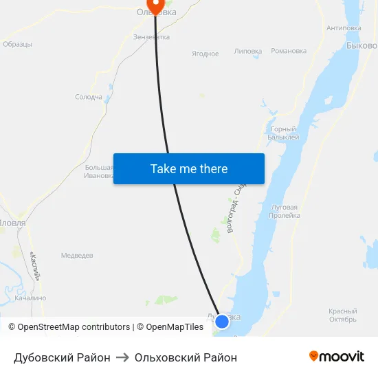 Дубовский Район to Ольховский Район map