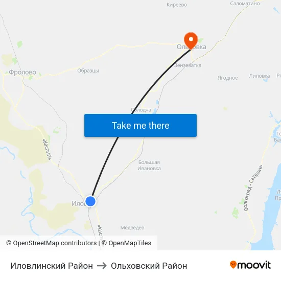Иловлинский Район to Ольховский Район map
