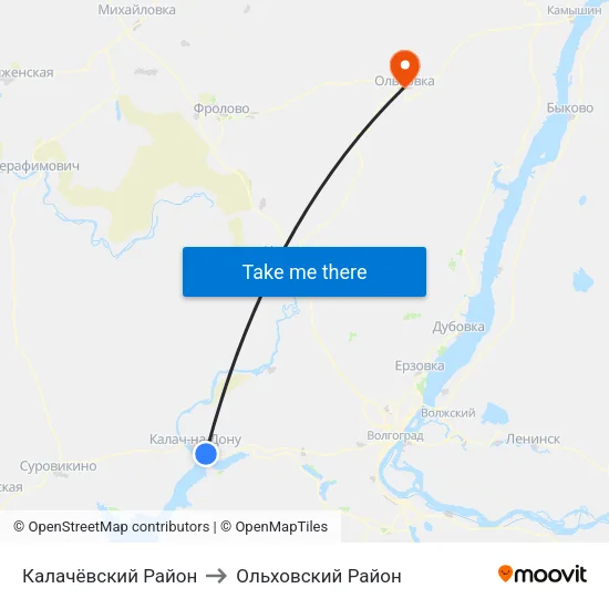 Калачёвский Район to Ольховский Район map