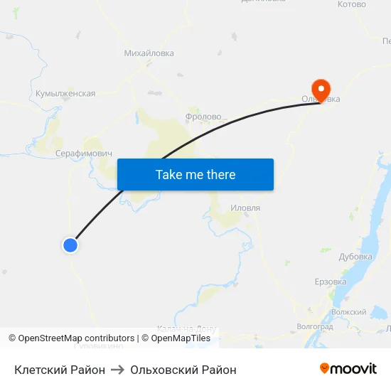 Клетский Район to Ольховский Район map