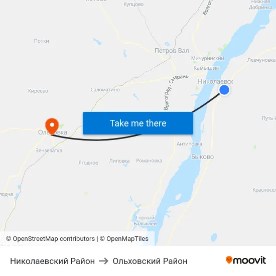 Николаевский Район to Ольховский Район map