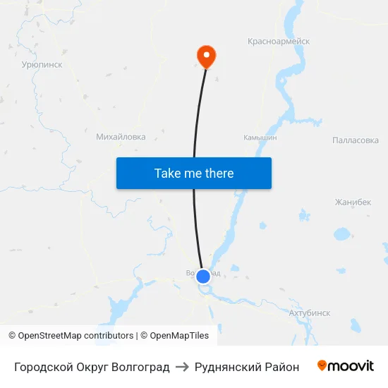 Городской Округ Волгоград to Руднянский Район map