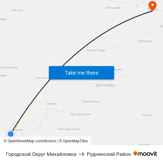 Городской Округ Михайловка to Руднянский Район map