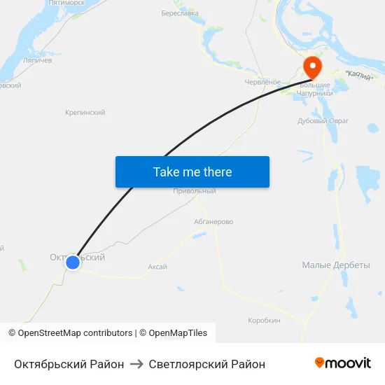 Октябрьский Район to Светлоярский Район map