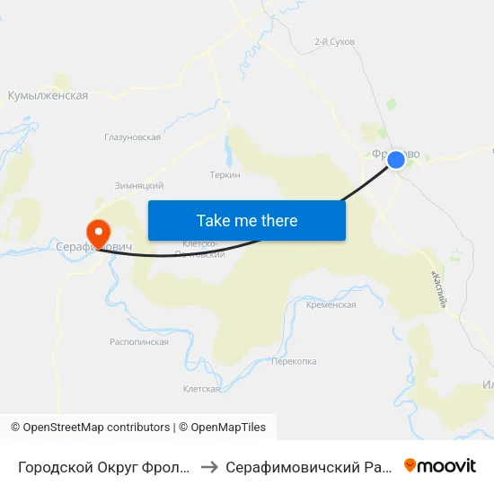 Городской Округ Фролово to Серафимовичский Район map