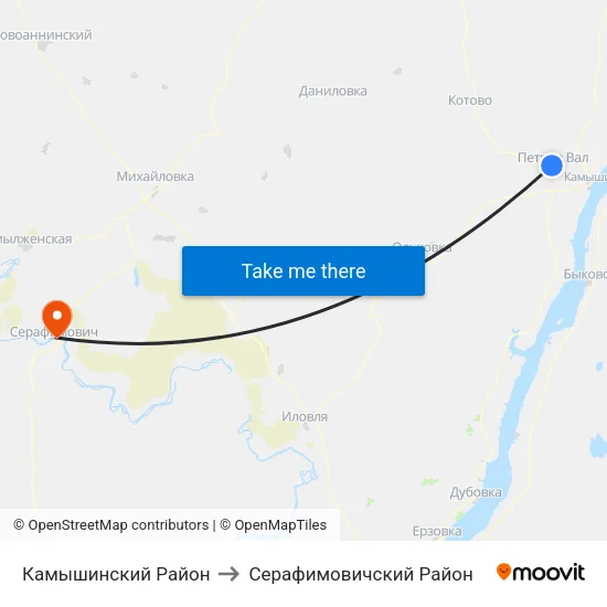 Камышинский Район to Серафимовичский Район map