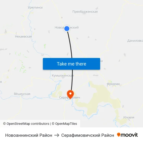 Новоаннинский Район to Серафимовичский Район map