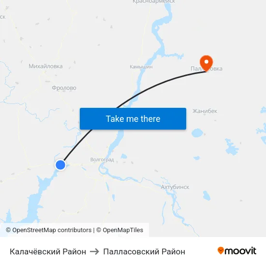 Калачёвский Район to Палласовский Район map