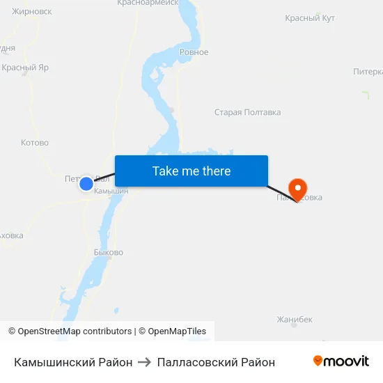 Камышинский Район to Палласовский Район map