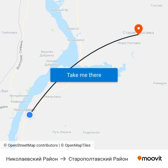 Николаевский Район to Старополтавский Район map