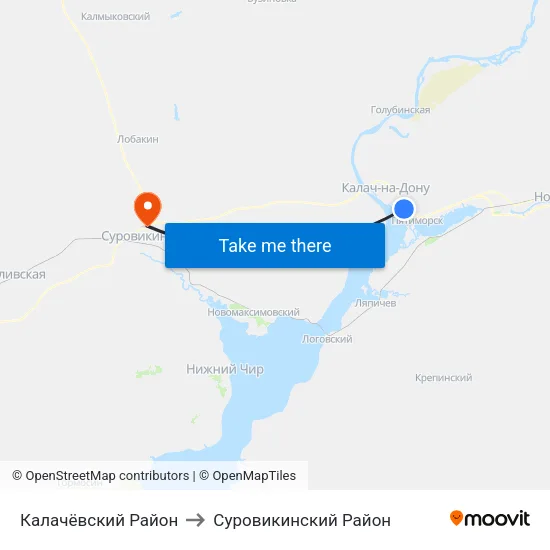 Калачёвский Район to Суровикинский Район map