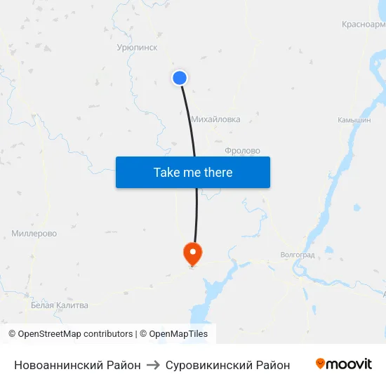 Новоаннинский Район to Суровикинский Район map