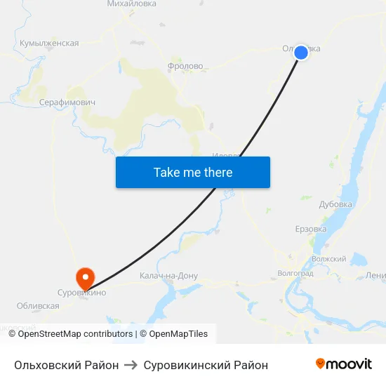 Ольховский Район to Суровикинский Район map