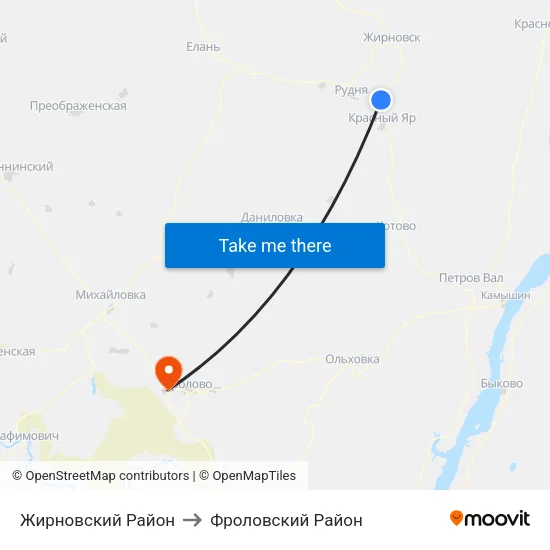 Жирновский Район to Фроловский Район map