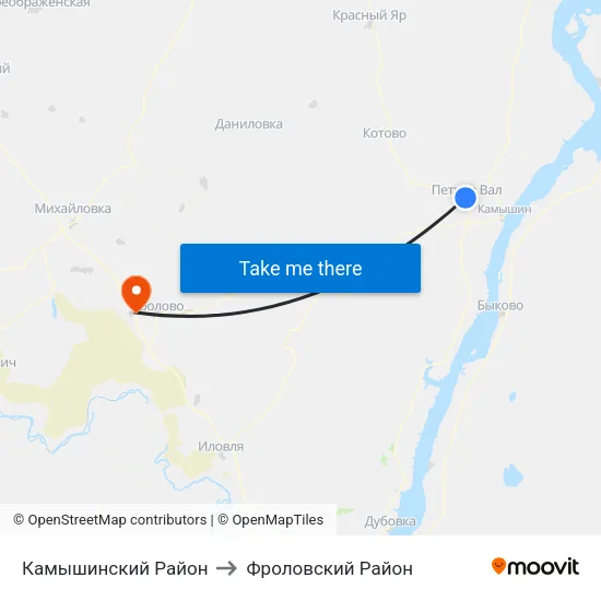 Камышинский Район to Фроловский Район map