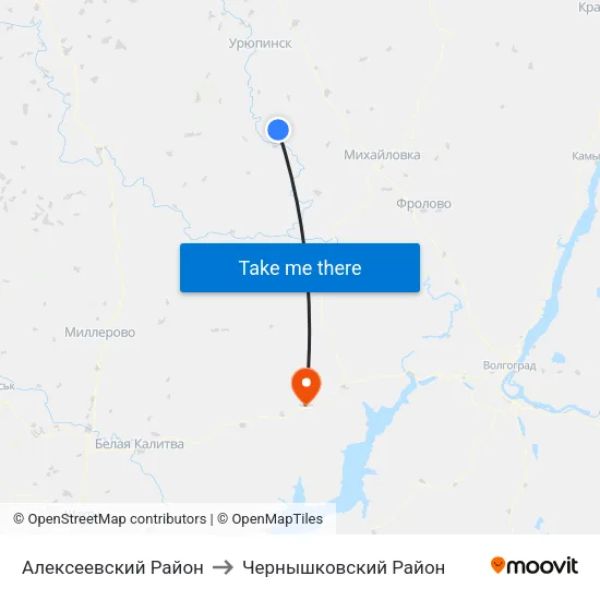 Алексеевский Район to Чернышковский Район map