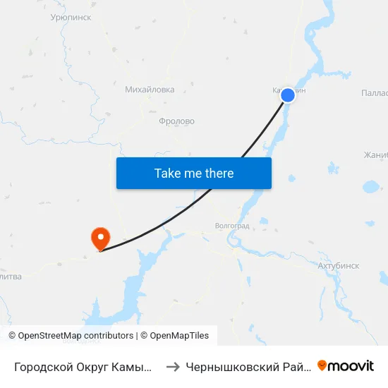 Городской Округ Камышин to Чернышковский Район map