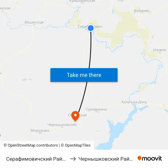 Серафимовичский Район to Чернышковский Район map