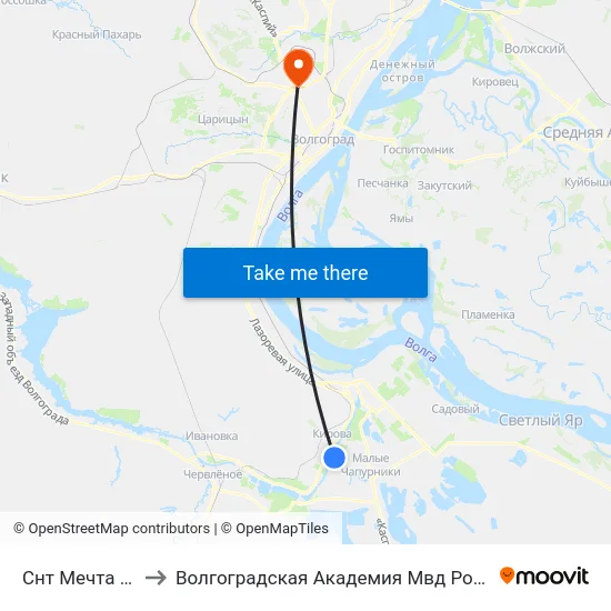 Снт Мечта (А) to Волгоградская Академия Мвд России map