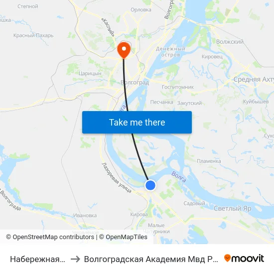Набережная (А) to Волгоградская Академия Мвд России map