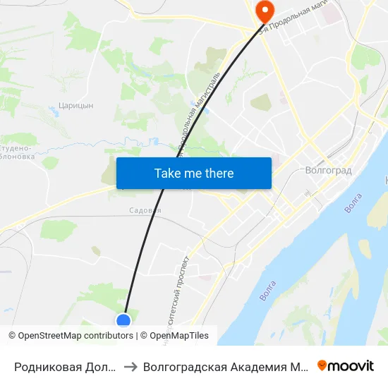 Родниковая Долина (Б) to Волгоградская Академия Мвд России map