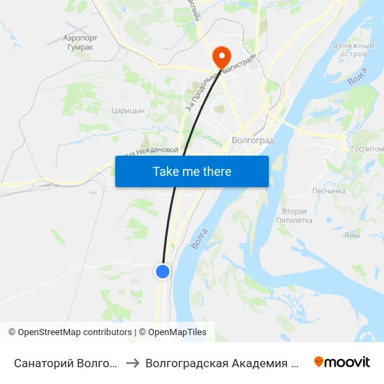 Санаторий Волгоград (А) to Волгоградская Академия Мвд России map