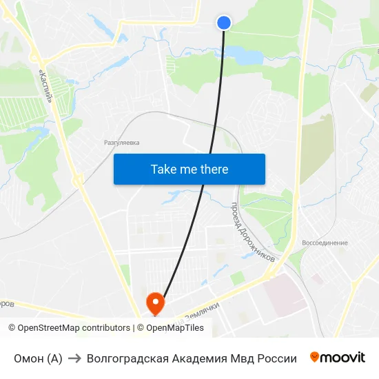Омон (А) to Волгоградская Академия Мвд России map