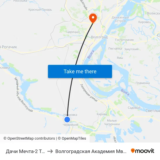 Дачи Мечта-2 Тр. (А) to Волгоградская Академия Мвд России map