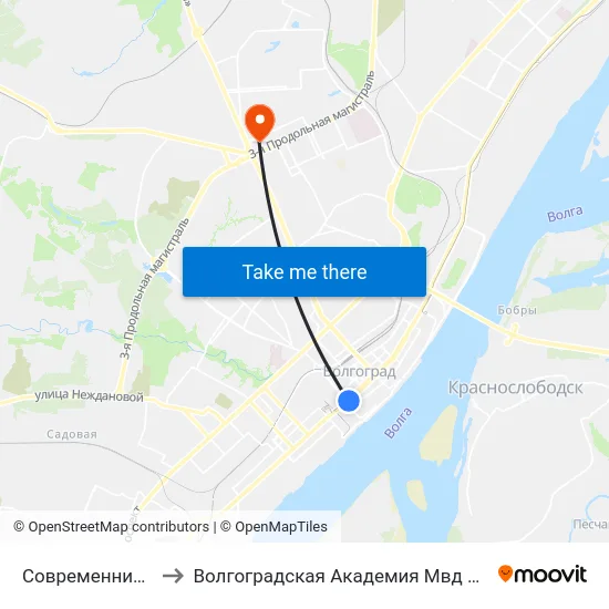 Современник (А) to Волгоградская Академия Мвд России map