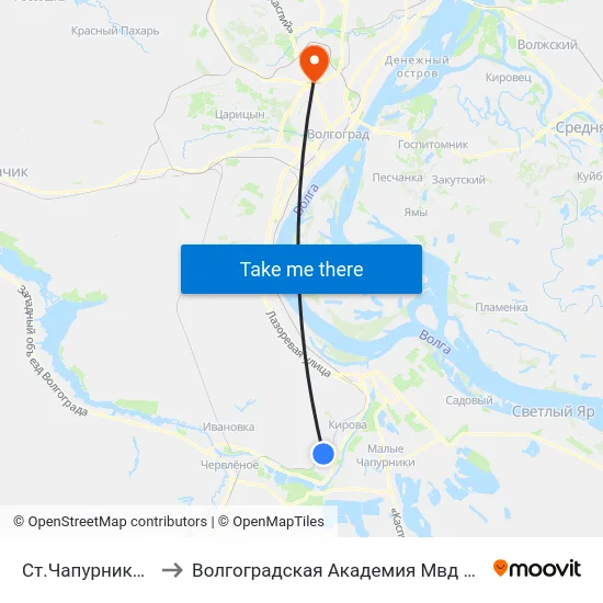 Ст.Чапурники (Б) to Волгоградская Академия Мвд России map