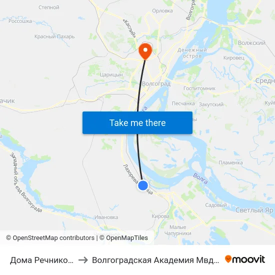 Дома Речников (А) to Волгоградская Академия Мвд России map